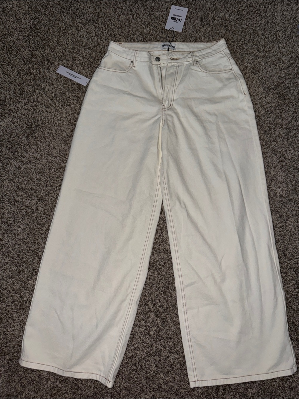 Princess Polly Cream Wide-Leg High-Rise Jeans